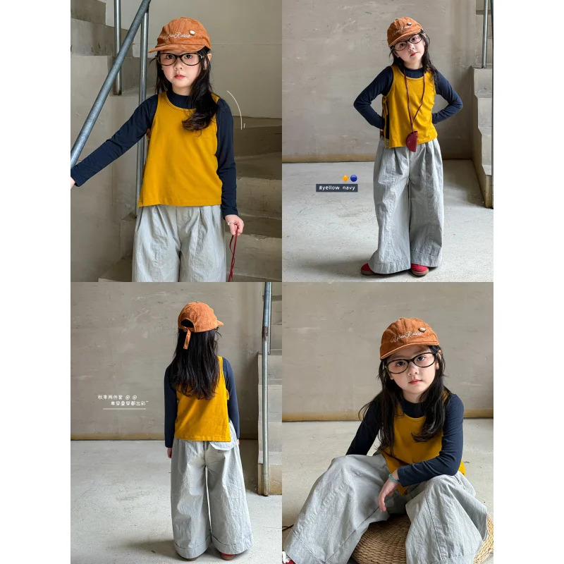

Children's Clothing Girls' Autumn Outfits2025New Style Children's Fashionable Vest Base Shirt Two-Piece Set for Girls Baby Cloth