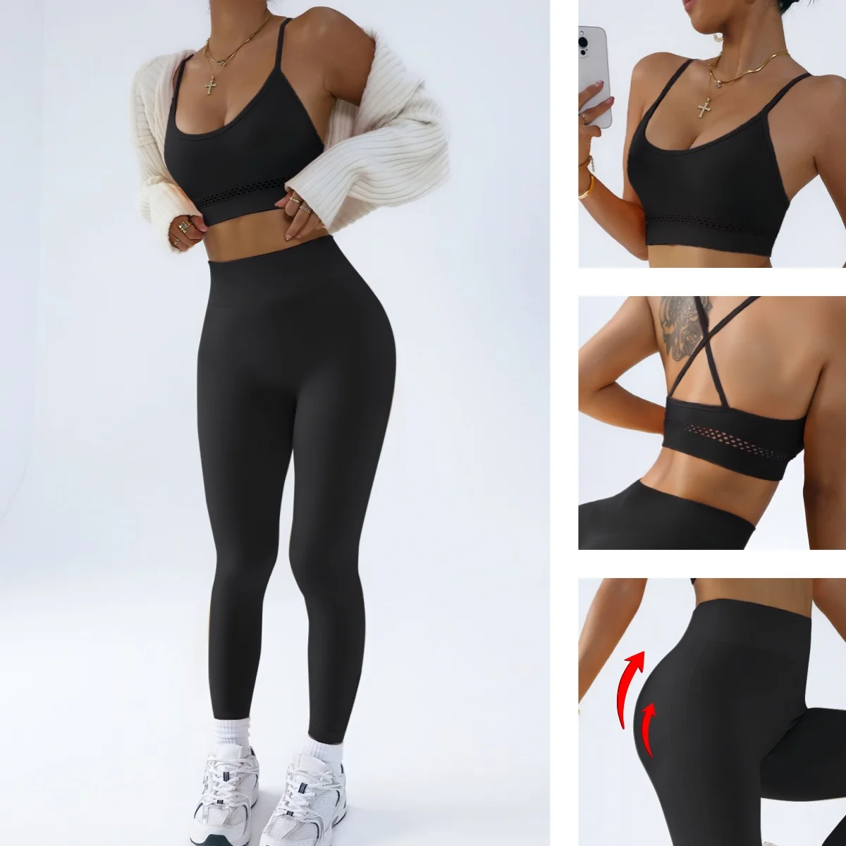 

Комплект для йоги из двух предметов: женский спортивный бюстгальтер и облегающие тренировочные брюки, комплект для фитнеса, комплект для занятий спортом