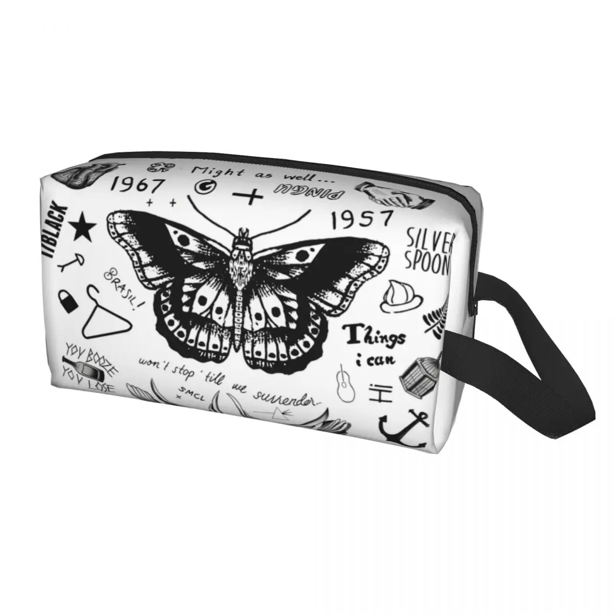 Travel One Directions Tattoos Toiletry Bag Portable British Music Makeup Cosmetic Organizer Women Beauty Storage Dopp Kit Case