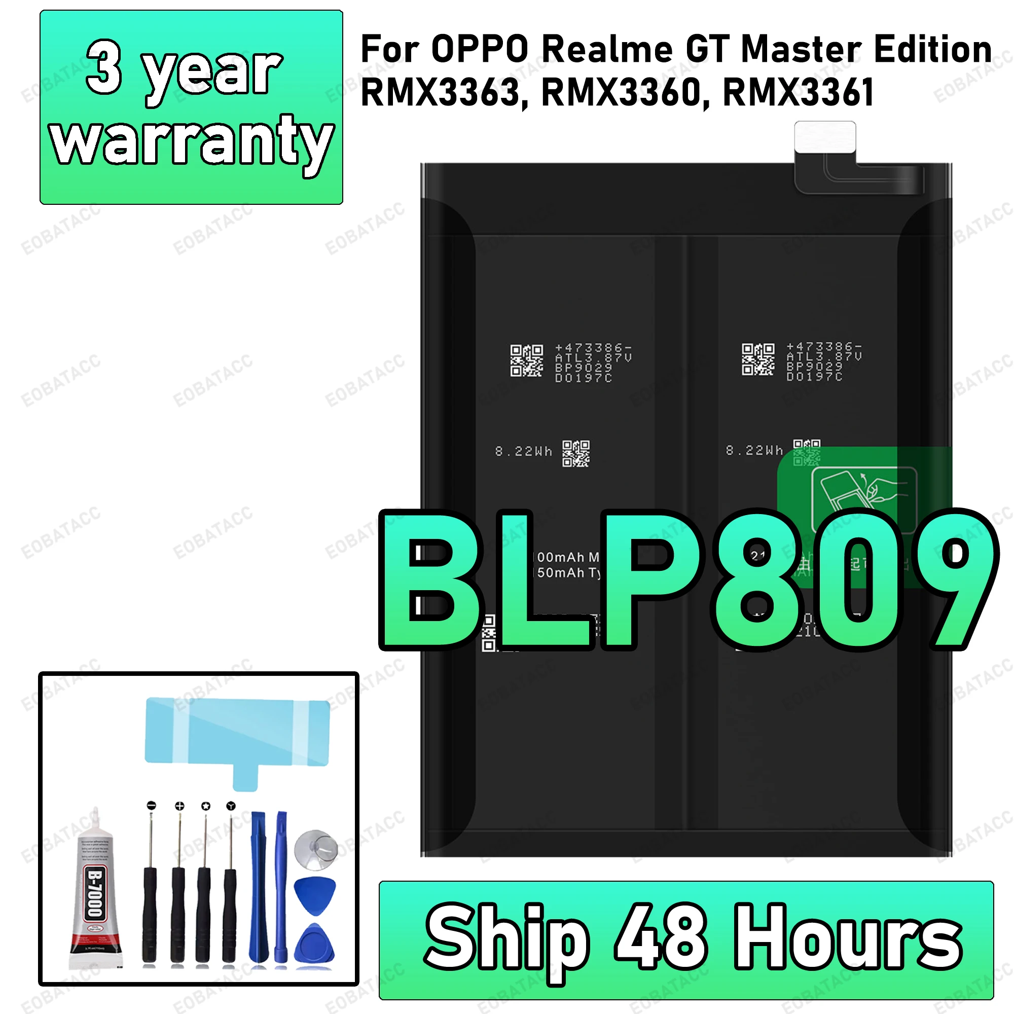 

100% New High Quanlity BLP809 Battery For OPPO Realme GT Master Edition RMX3363 RMX3360 RMX3361 Replacement Batteries