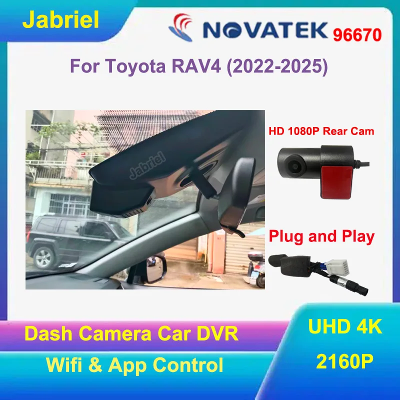 

Автомобильный видеорегистратор 4K для Toyota RAV4 2022 2023 2024 2025, высококачественный специальный видеорегистратор UHD 2160P WIFI, видеорегистратор