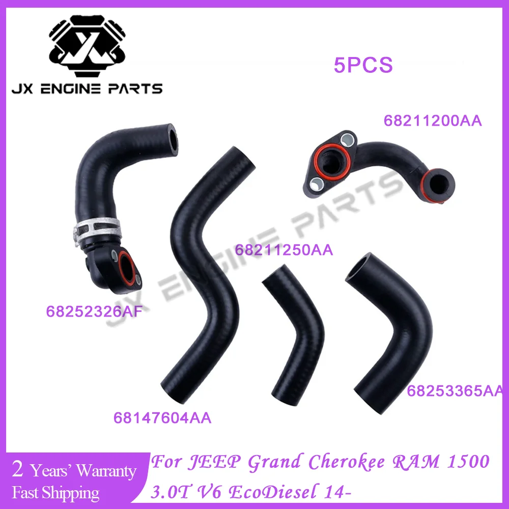 EXF Engine 5PCS Radiator Coolant Hose Water Pipe Pass Tube Kit For JEEP Grand Cherokee WK WK2 3.0 CRD EcoDiesel 3.0L 3.0T VM63D