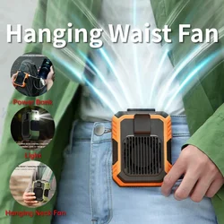 4000mAh Wearable Personal Fan Portable Mini Waist Fan 3 Speed USB Rechargeable Waist Clip Fan Emergency Mobile Power for Outdoor