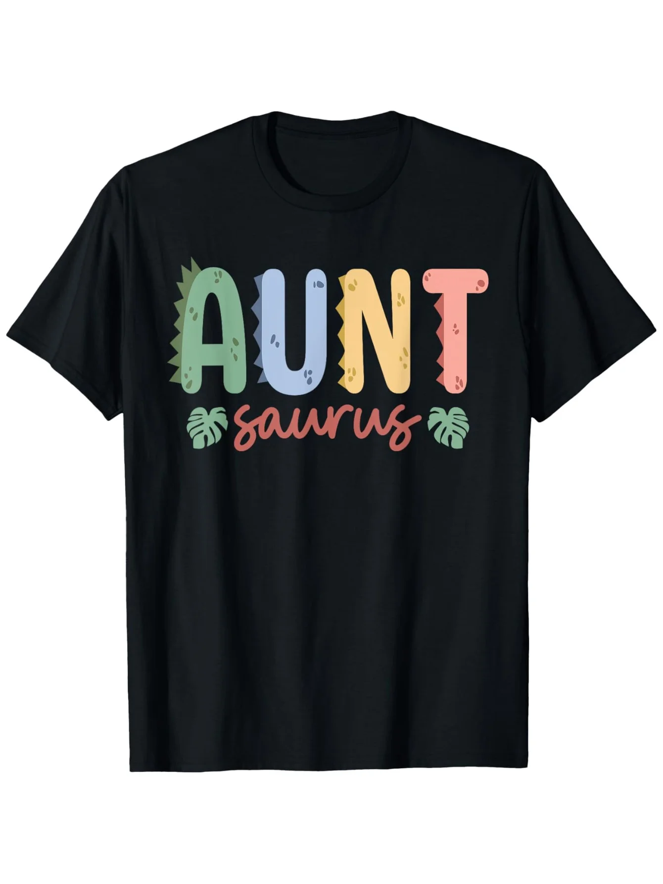 Aunt Saurus Dinosaur Family Matching T-Shirt - 100% Cotton, Round Neck, Short Sleeve, Fun Dinosaur & Cactus Print, Perfect for B