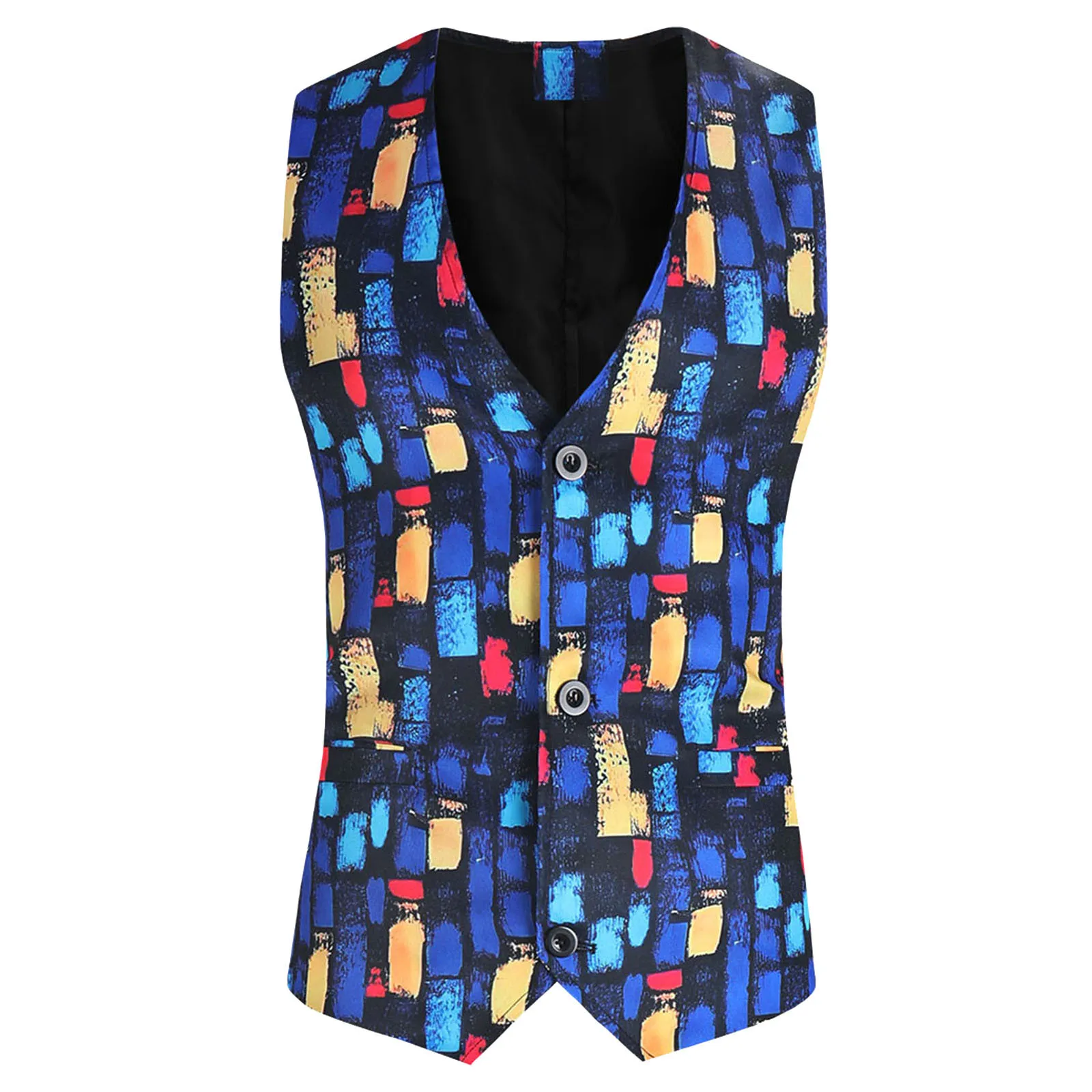 

Mens Waistcoat Printing Slim Fit Single Breasted Suit Vest Spring Autumn Wedding Prom Party Casual Sleeveless Jacket Vets Male