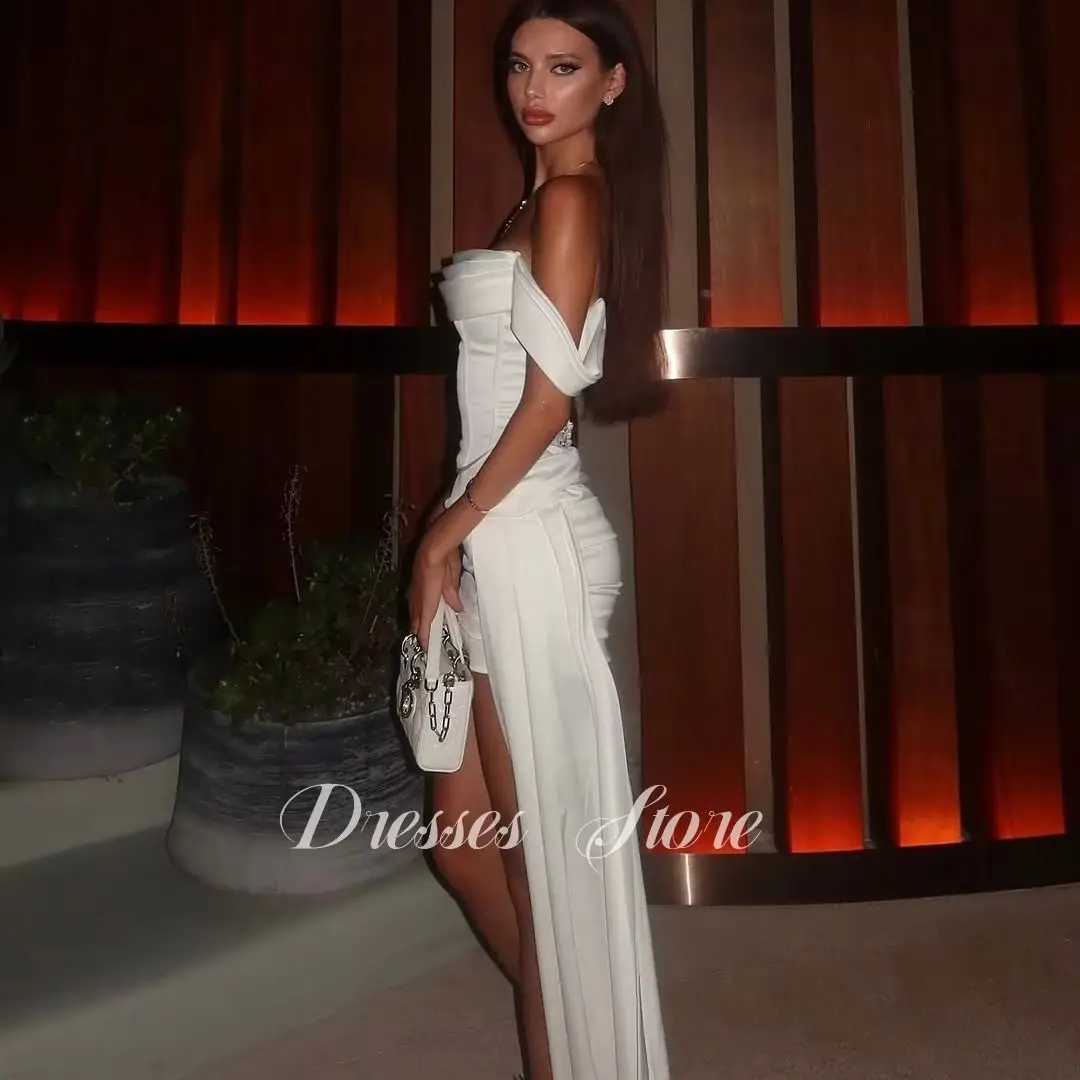 

Giyu Modern A-Line Mini Wedding Dress Off Shoulder Pleat Sleeveless Satin Tail Elegant Bridal Gown Customised vestidos de novia