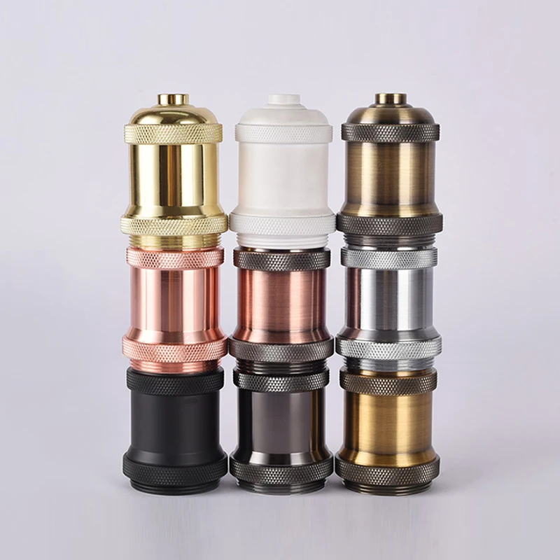 3pcs Vintage Lampholder E27 Metal Chain Industrial Lamp Base 110V 220V Aluminum Switch Socket For Vials Pendant Light