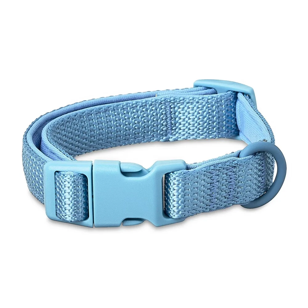 Blue Padded Neoprene Dog Walking Kit, Small Adjustable Collar + Harness with 6 Feet Walking Leash for Small Breed Dogs