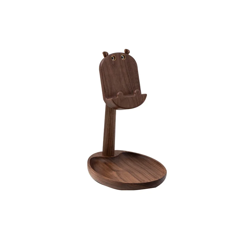 Walnut Solid Wooden Phone Holder, Desktop Lazy Tablet Holder, Live Streaming Online Course Phone Holder, Wooden Engraving
