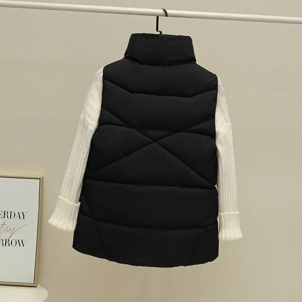 

Women Winter Vest Thickened Padded Women's Winter Vest Coat Warm Stand Collar Waistcoat with Zipper Closure Pockets Lightweight