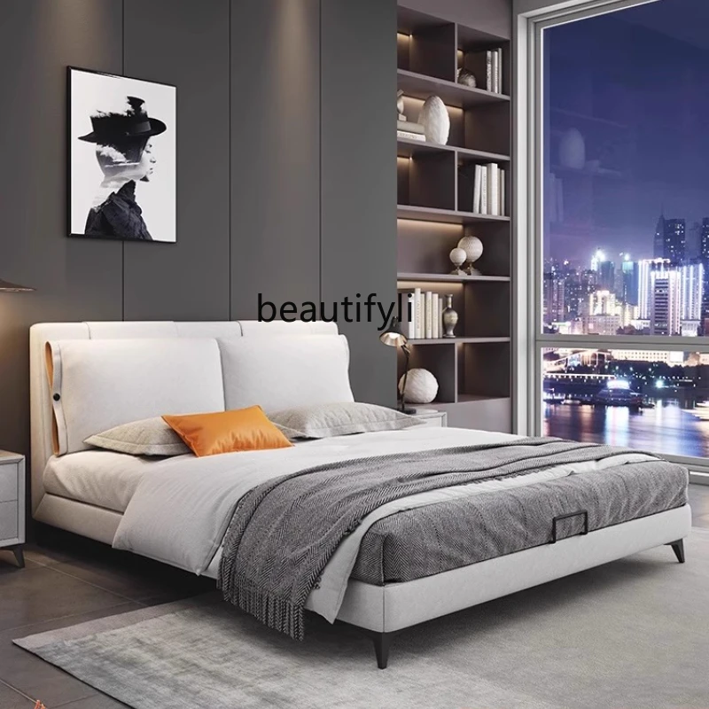 

Technology Fabric Bed Master Bedroom Modern Simple Light Luxury Double Bed Soft Cover Nordic Fabric Bed Wash-Free