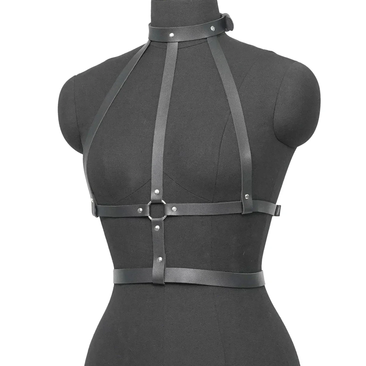 حزام نسائي على الموضة على طراز الشارع حزام مشد بحمالات للنساء من الخصر إلى الكتف من الجلد ملحقات الملابس القوطية