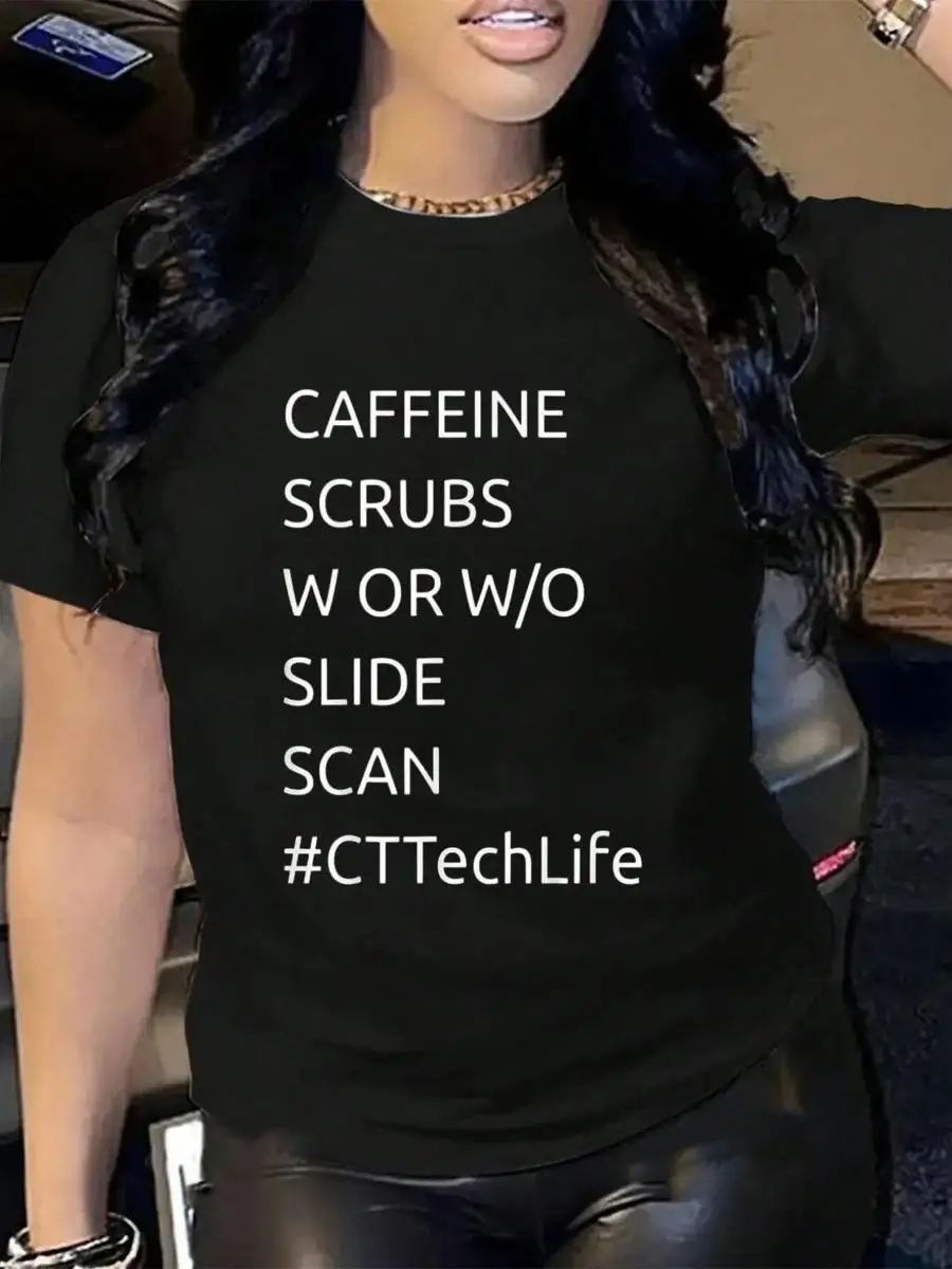 100_ Cotton Caffeine Scru.Bs Scan C_T Tech Lif.E Ca.T Scan X_Ray T.Ee T-Shirt Men s Women s Soft Breathable Tee Classic Fashion Summer Tops Print
