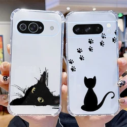 P ixel 8 Pro Funny Cat Transparent Phone Case For Google Pixel 8Pro 6A 7 9Pro 7A 8A 6 8 9 6Pro 9ProXL 7Pro Cover