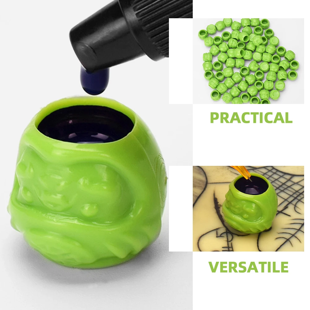 

200pcs Disposable Tattoos Pigment Cups with Base Thickened Wall for Ink Storage Small Plastic Pigment Cups for Artists