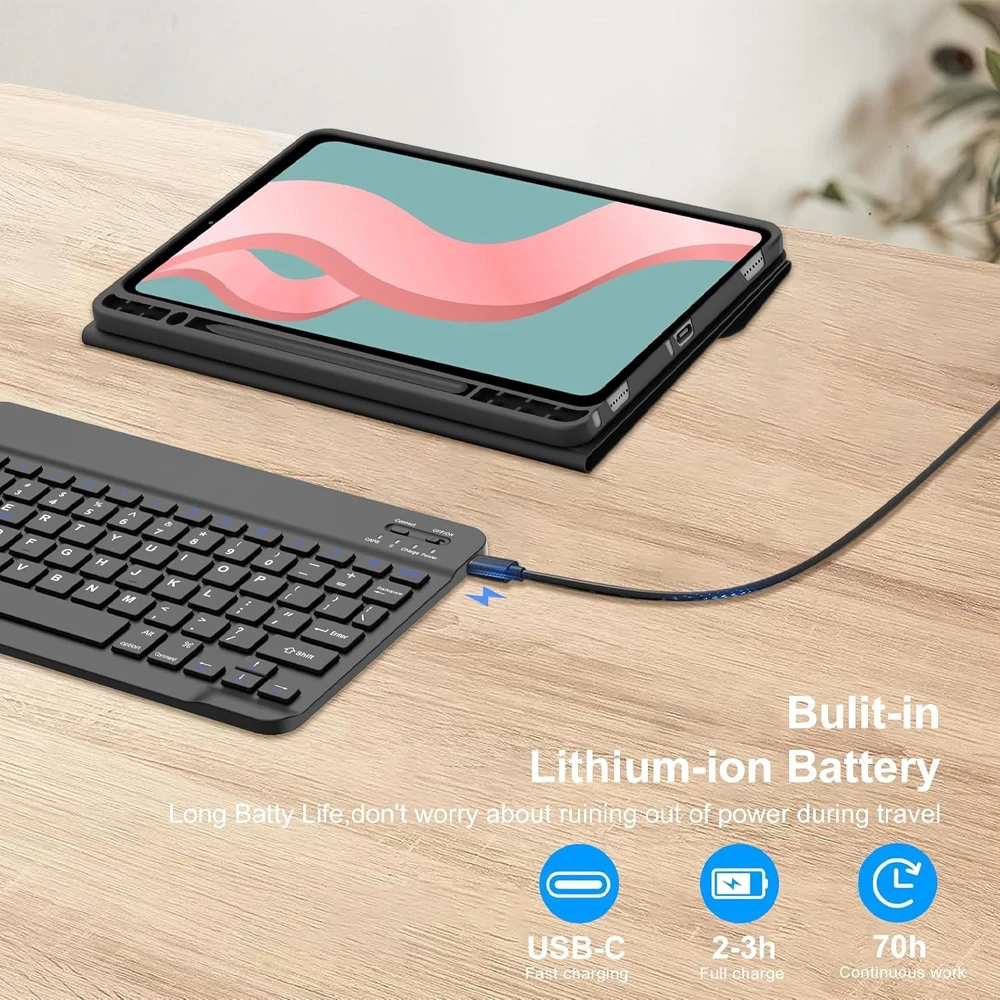 حافظة لهاتف سامسونج تاب S10 FE 10.9 بوصة 2025، غطاء لوحة مفاتيح بلوتوث لهاتف جالاكسي تاب S10 FE 10.9 SM-X520/X526/X526B