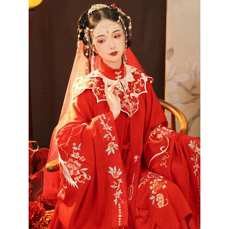 Hanfu Women's Fairy Chinese Traditional Dresses Embroidered Cloud Shoulder Suit New Ming Collar Spring Summer Cosplay