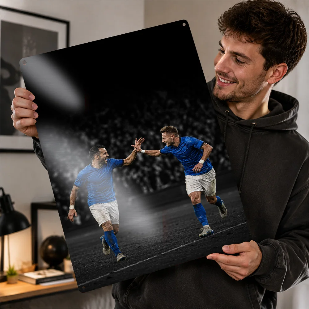 Fabio Quagliarella & Ciro Immobile Football Printed Poster Customized Metal Sign Club Legacy Style Wall Art Perfect For Lounge