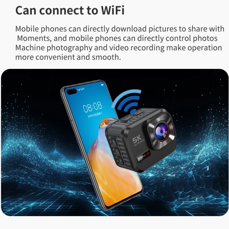5K 4K60FPS Action Camera IPS Touch LCD EIS  DVR 30M Waterproof 5X Zoom Sport Camera With Wireless