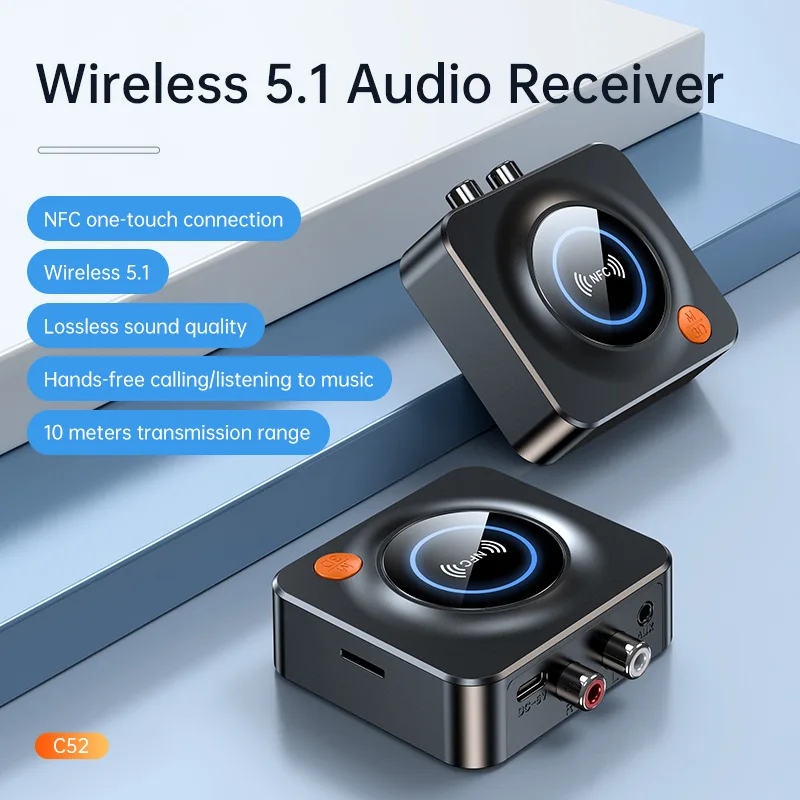 Wireless Audio Bluetooth Adapter V5.1 Bluetooth Receiver NFC RCA 3.5mm AUX HIFI Without TF Card For Car Radio Speaker Amplifier