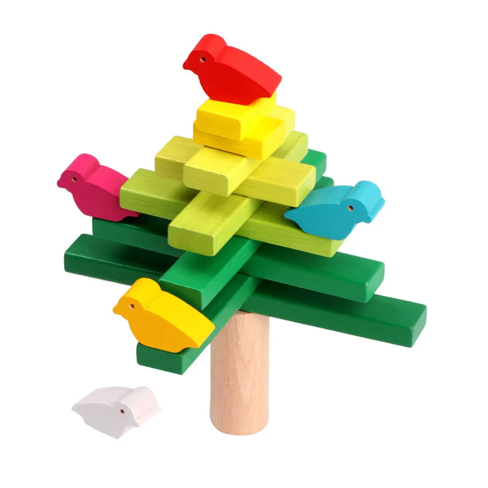 

1Set Wooden Balanced Stacked High Colorful Blocks Kids Educational Game Interactive Play Development Intelligence Cognitive