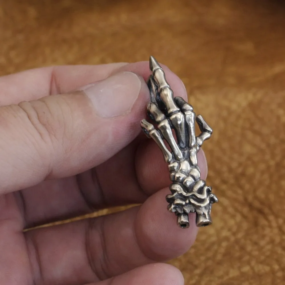Cupronickel Middle Finger Skull Hand Pendant Mens Biker Punk Jewelry CP184