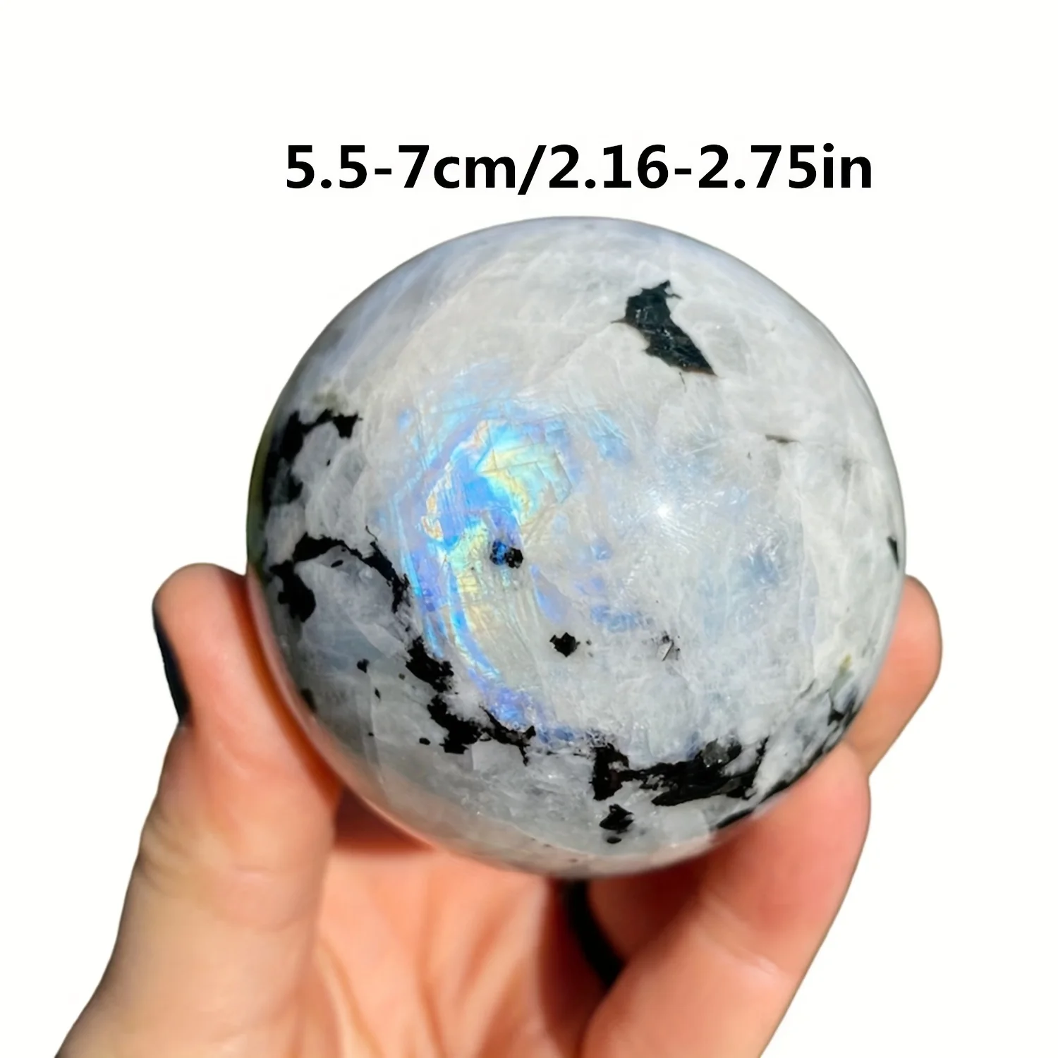 Natural male rainbow moonstone ball, suitable for chakra reiki meditation, home decoration ornaments, thoughtful holiday gifts - view 2