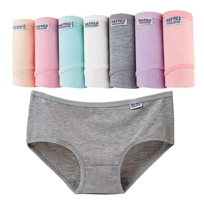 

10pc Women's Cotton Underwear Girls Briefs Solid Color Lingeries Shorts Comfortable Underpant for Woman