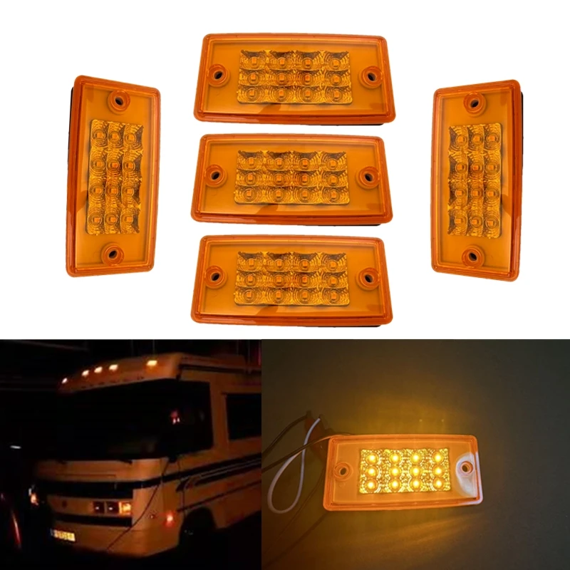 5 uds 12 luces LED para techo de cabina Freightliner luces superiores marcador de liquidación luces de circulación 6led luces laterales de coche para luces de camión Freightliner