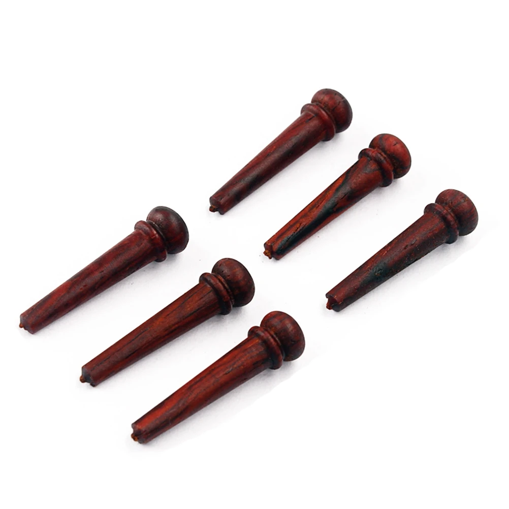 

6 pcs Acoustic Guitar Bridge Pins Natural Rosewood Replacement High Strength Wear Resistance Vintage Style Enhance Sound Clarity