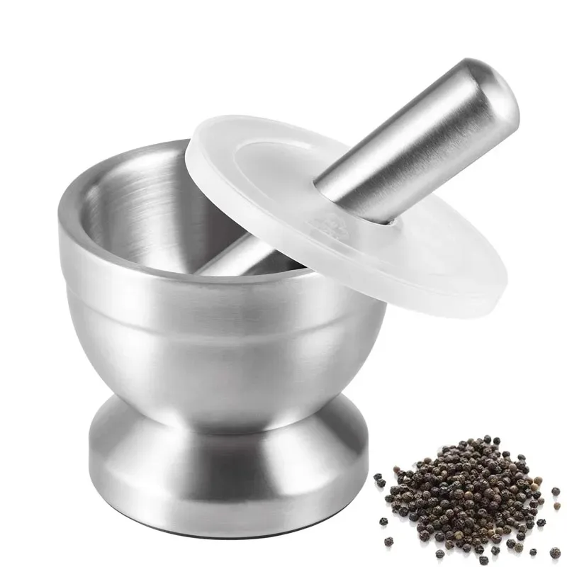

Stainless Steel Spice Grinder with Mortar and Pestle Herbs Spice Grinder Bowl Seasoning Mill Pill Crusher