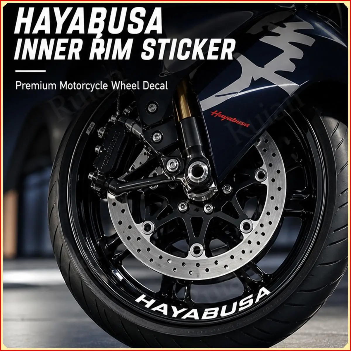 Hayabusa Wheel Hub & Inner Rim Stickers Waterproof Premium Moto Wheel Decal Kit