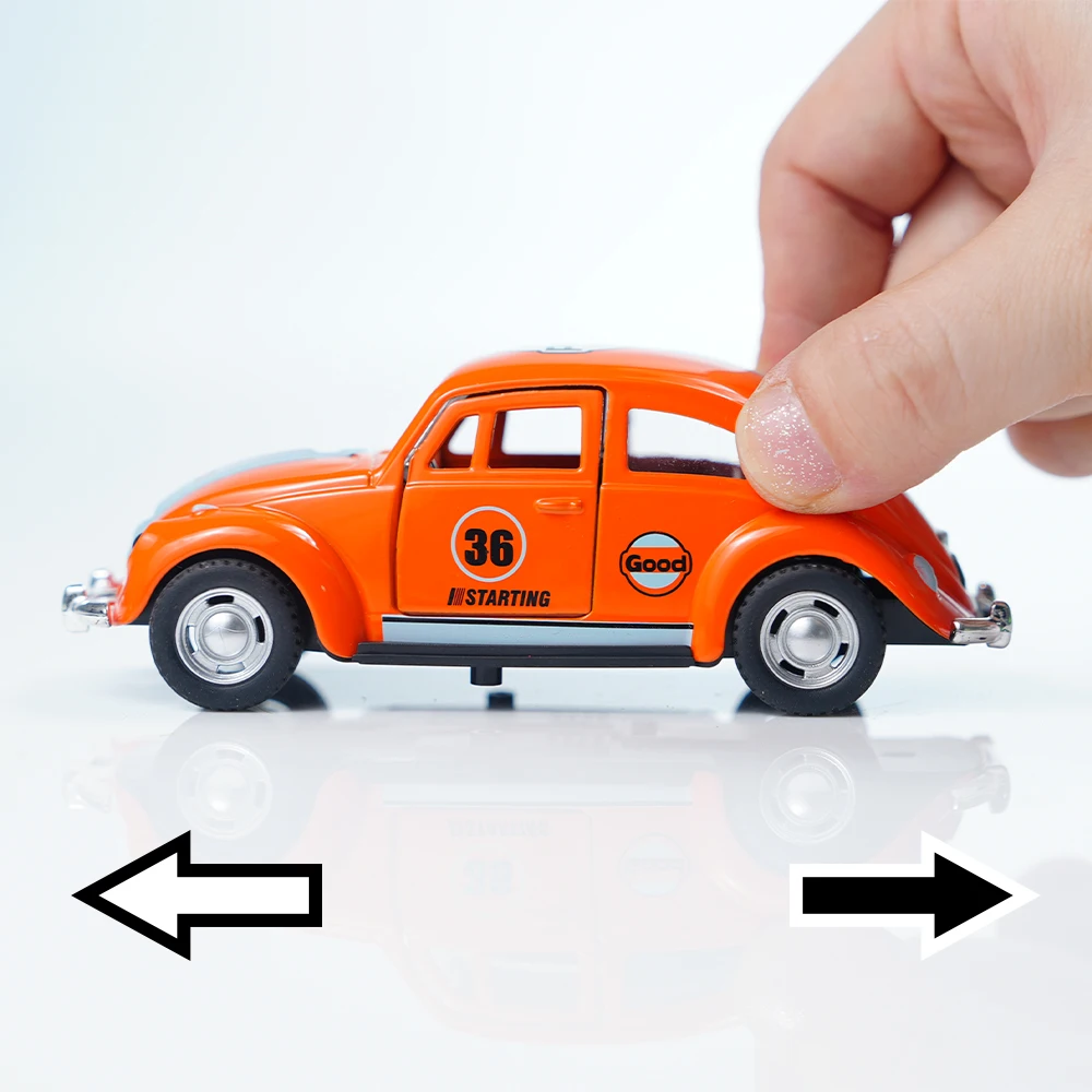 Modelo de carro em liga de besouro laranja escala 1:36, portas duplas podem ser abertas, durável, detalhes requintados, adequado para meninos e meninas/decoração de casa