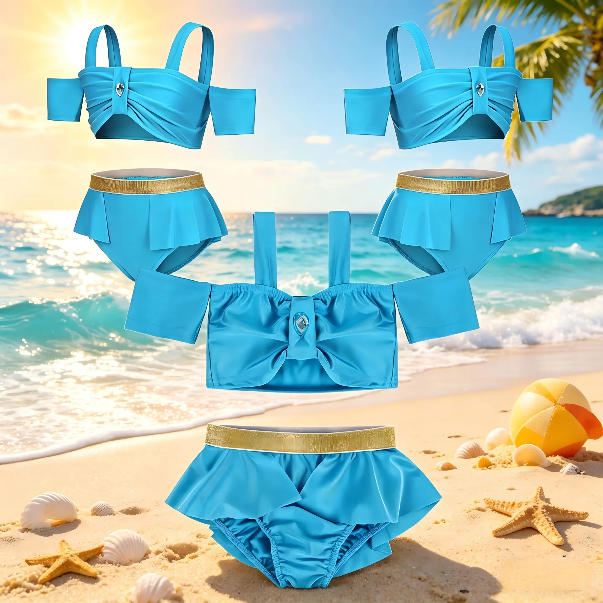 2-10 YRS Summer Kids Swimwear Princess Theme Jasmine Elsa Delicate Style Bathing Suit Beach Wear Pool Party Costume for Toddler
