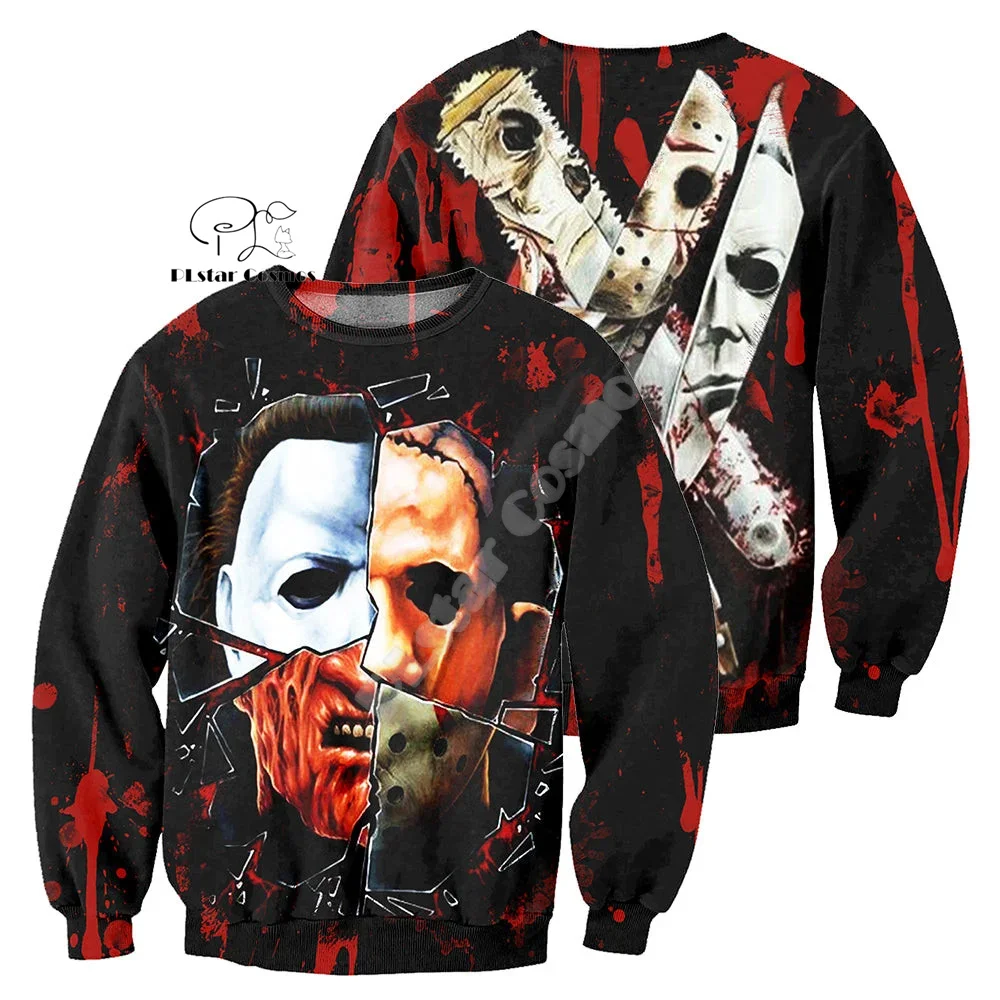 Cosplay Halloween Horror Terror Movie Michael Myers Vintage Retro Graffiti 3DPrint Pullover Streetwear Casual Jacket Hoodies N1