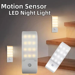 LED Night Light Motion Sensor Light USB Rechargeable Cabinet Lamp For Kitchen Bedroom Wardrobe Lamp Staircase Closet Light