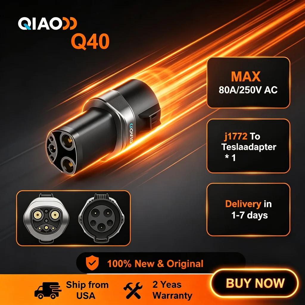 QIAO 80A Type 1 to NACS EV Charger Adapter electric vehicle EV Charging Converter for Tesla Standard Compatible With Model 3 Y S X Fast Charge Q40
