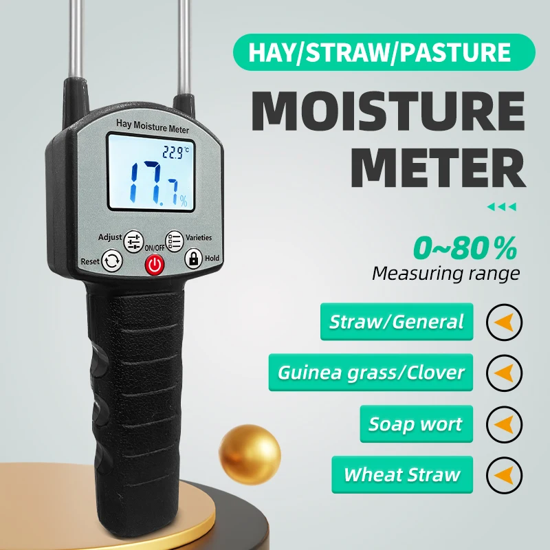 Portable Hay Moisture Meter for cereal straw bran Forage grass Leymus chinensis Emperor bamboo grass testing fibre