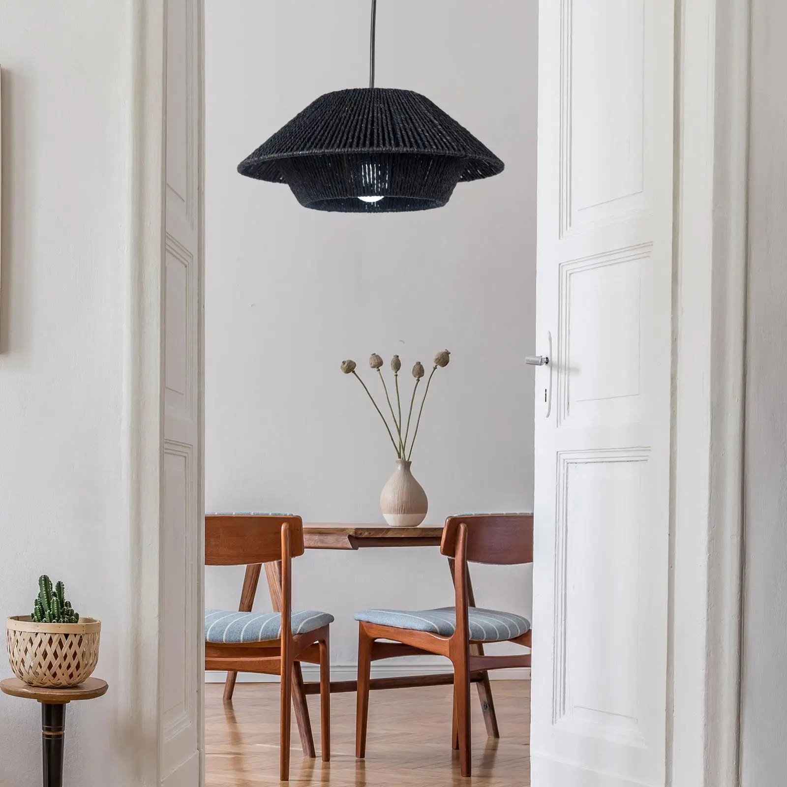 Paper Rope Lamp Shade Handwoven Chandelier Lamp Shade Pendant Light Cage