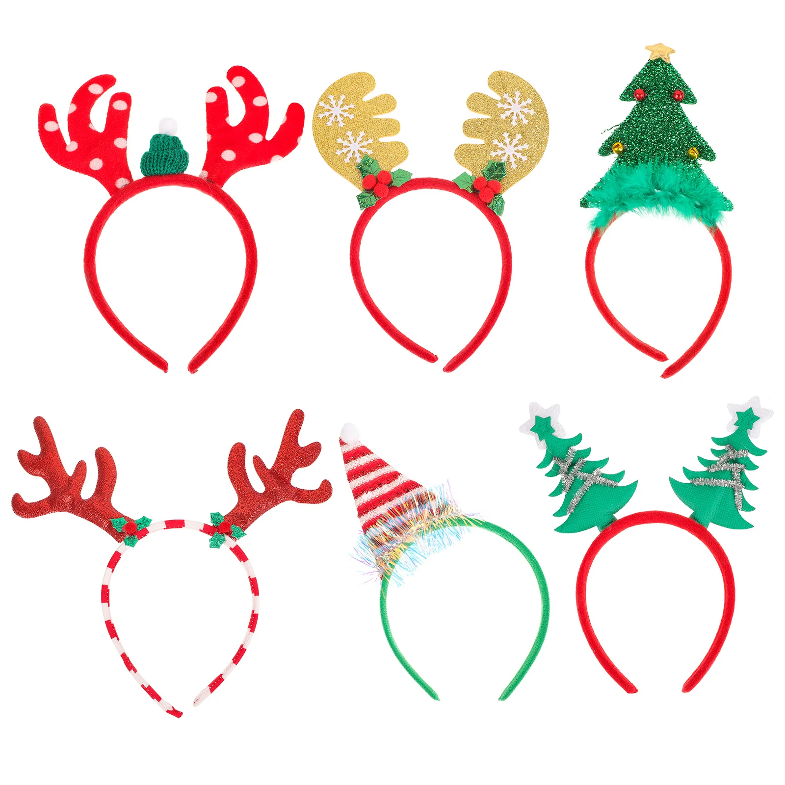 

6Pcs Christmas Headpiece Festive Hair Band for Holiday Events Winter Themed Parties Photo Shoots Xmas Party Favors Decorative