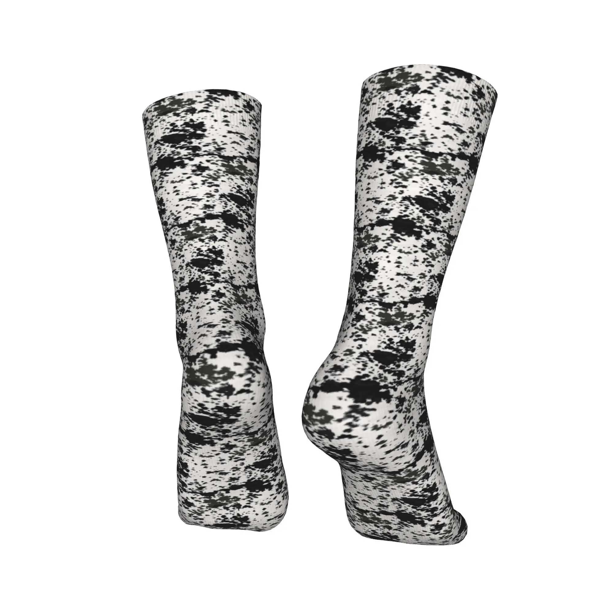 ถุงเท้าหนังวัวสีดำและสีขาวทุกฤดูกาล ถุงเท้าฮาราจูกุ ถุงเท้ากีฬาแบบกลาง ถุงเท้านุ่มสำหรับผู้ชาย ผู้หญิง ของขวัญวันเกิด