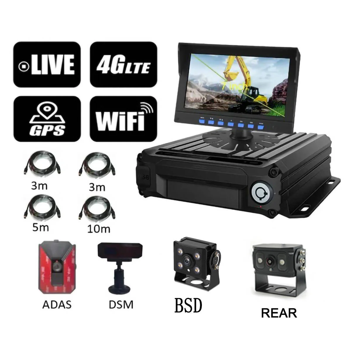 Firecore HX-9004 4G سيارة كاميرا تلفزيونات الدوائر المغلقة HD 1080P 4 قناة تسجيل داش كام GPS AI ADAS DMS 360 نظام الكاميرا لإدارة الأسطول #3