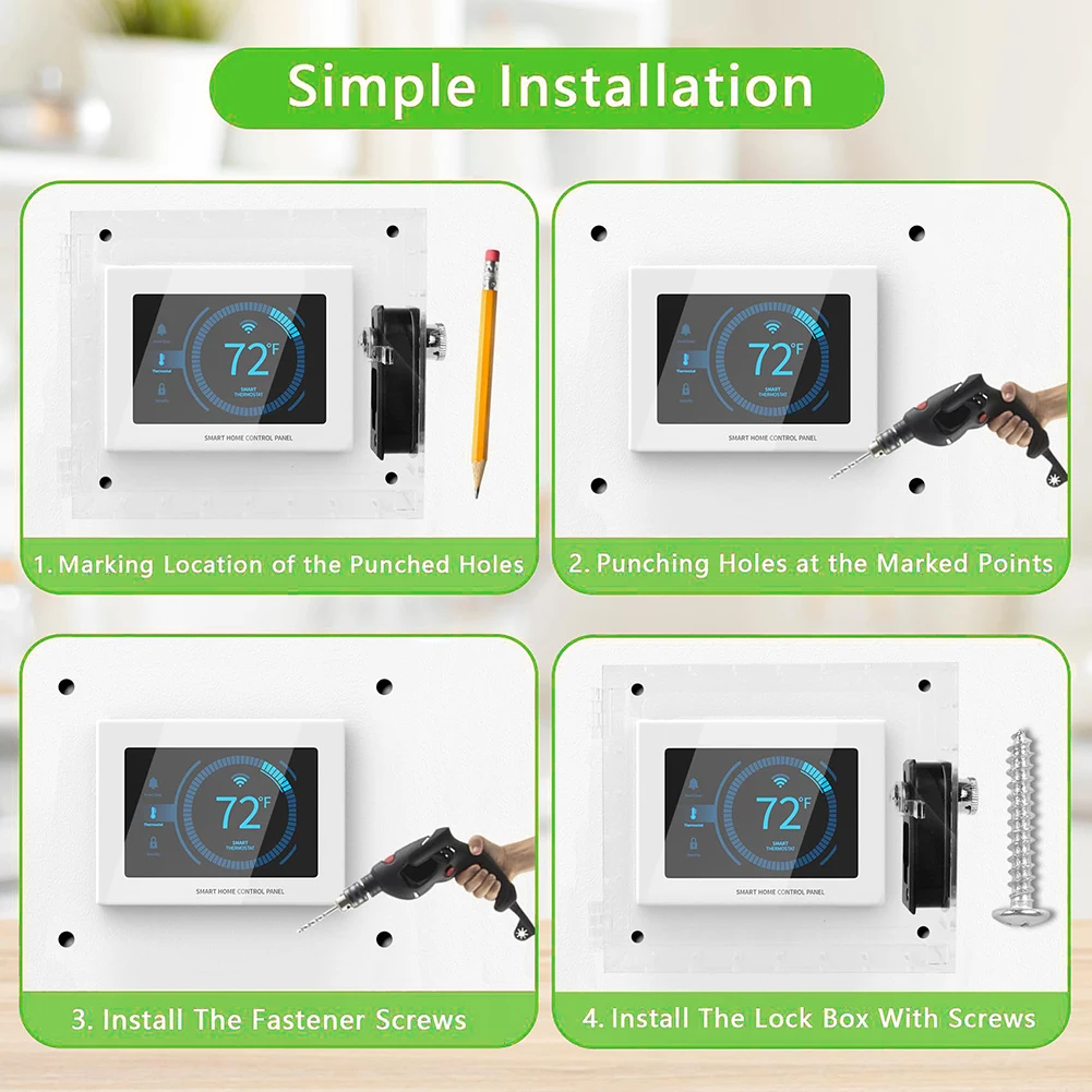

Прозрачный защитный бокс для термостата с надежным ключевым замком и монтажными винтами, предназначенный для защиты систем ОВКВ от несанкционированного доступа.