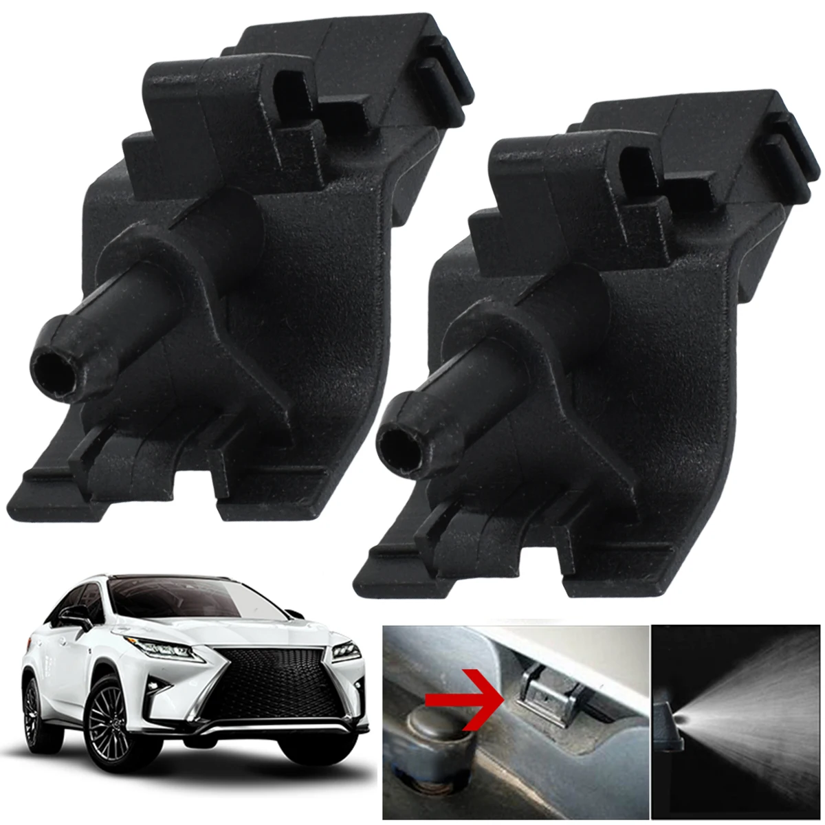 2Pcs Front Windshield Wiper Washer Spray Jet Nozzle For Lexus RX350 RX450H LS460 LS600H IS250 IS350 GX460 AL10 XF40 XE20 Car