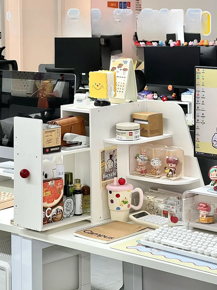 

Desktop Corner Organizer Rack Office Workstation Cup File Storage Cup Holder Modification Tool for Women's Office Desk