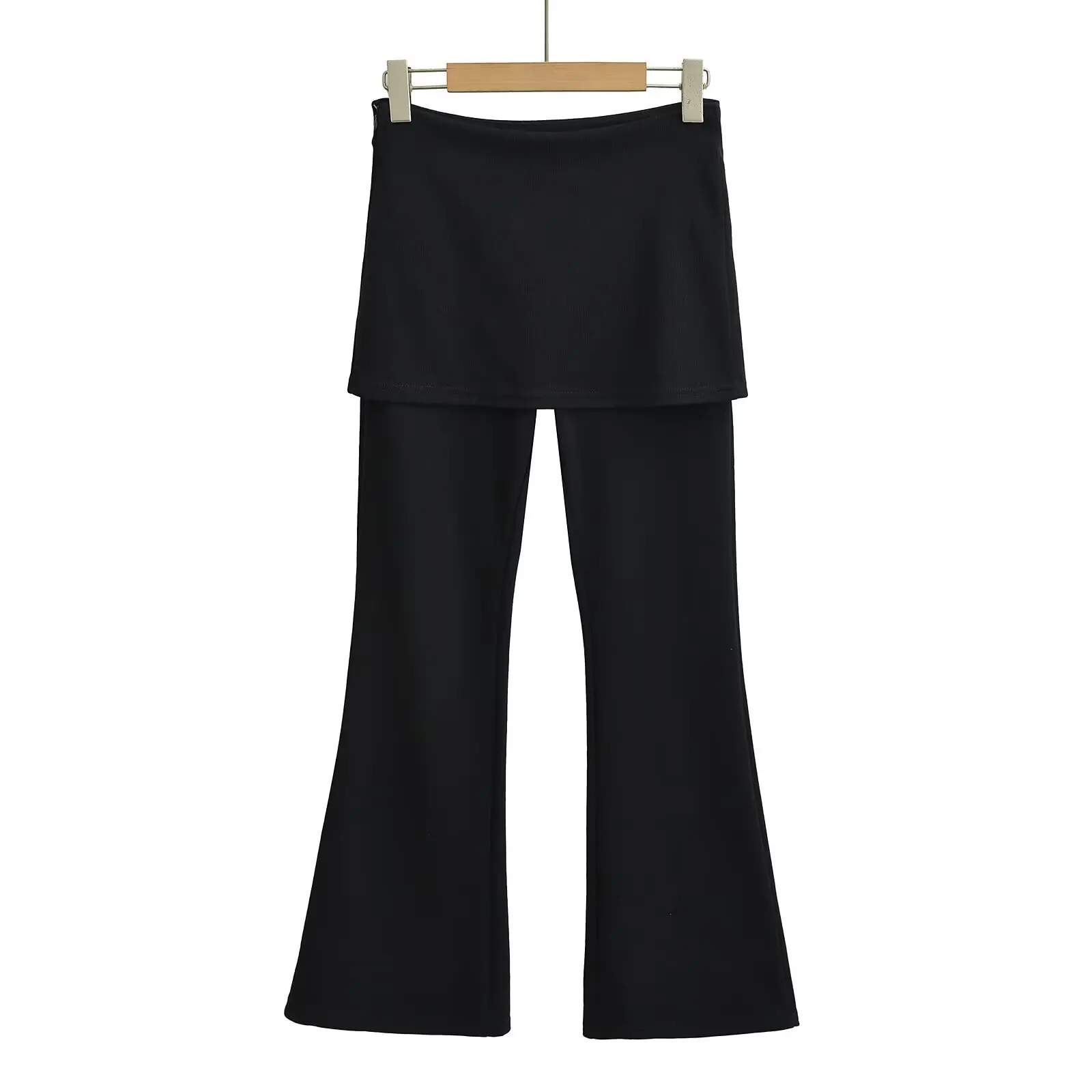 Street Sle Yoga-Hose für Damen, schlankmachende Micro-Schlaghose, Trainingskleidung, geschichteter Look, falsches zweiteiliges Design, Bauchkontrolle