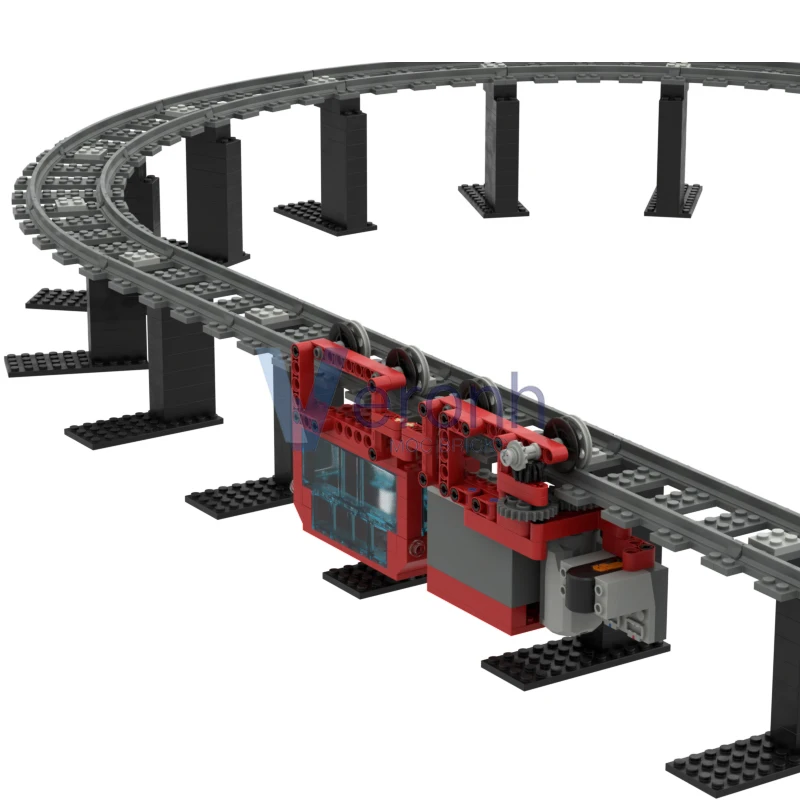 RC Technical Suspended Train Model MOC Building Blocks with PF Kit Plastic Tracks City Monorail Creative Assembly Bricks Kid Toy