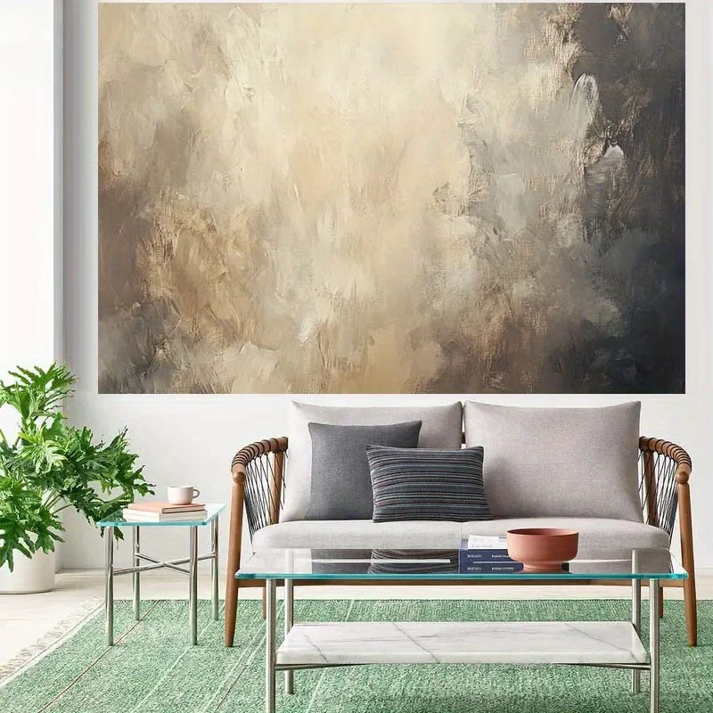 Oversized Abstract Gold Beige Gray Wall Tapestry Canvas Print Modern Decor Artwork for Living Room Home Interior Design Gallery