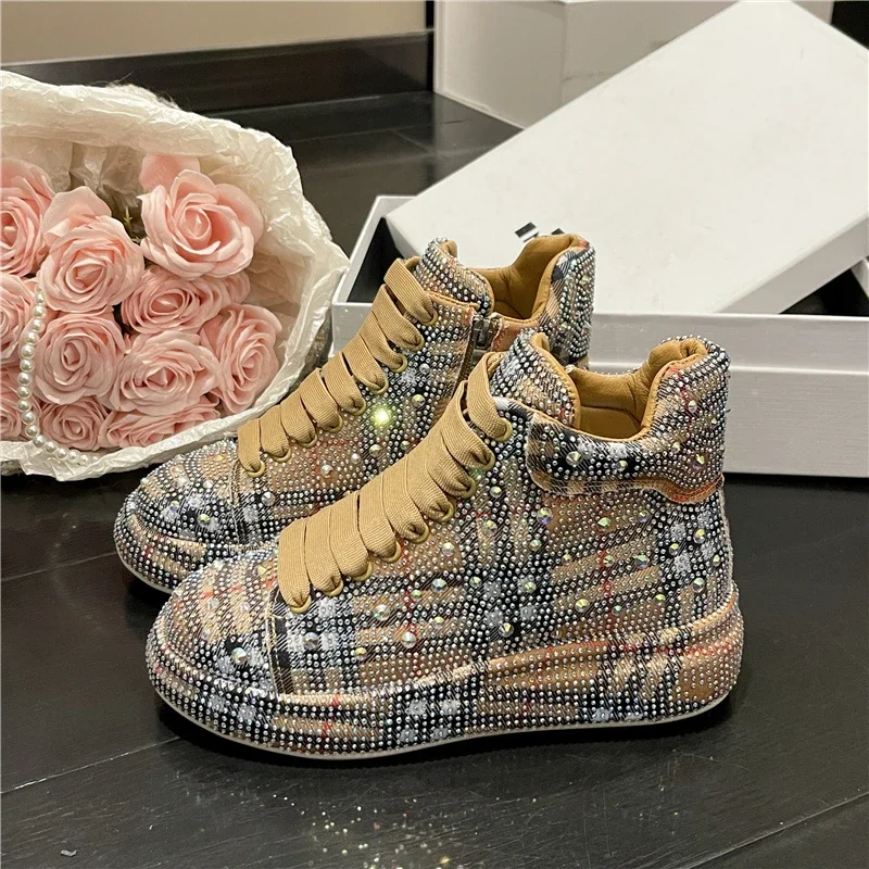 2024 New Women's Sneakers Luxury Rhinestone Casual Shoes Women Outdoor Platform Running Shoes Designer Female Sports Shoes