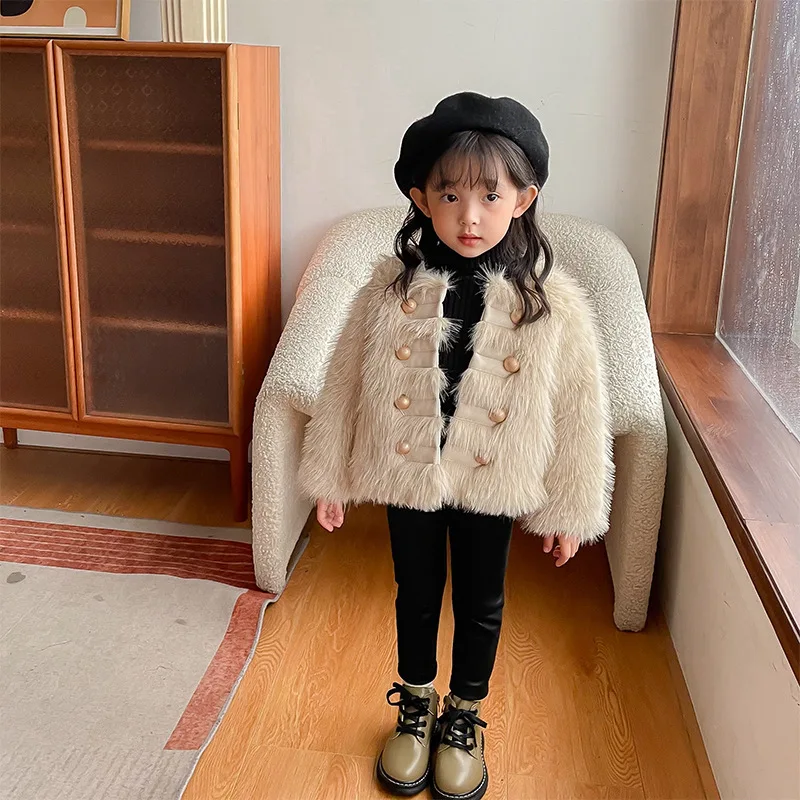 Girl's Toka imitation fur coat autumn and winter fashion new item for children's baby girls, with a stylish and fragrant style,